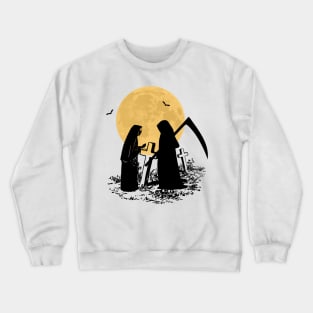 urban legend, horror story, the nun and death under the moonlight Crewneck Sweatshirt